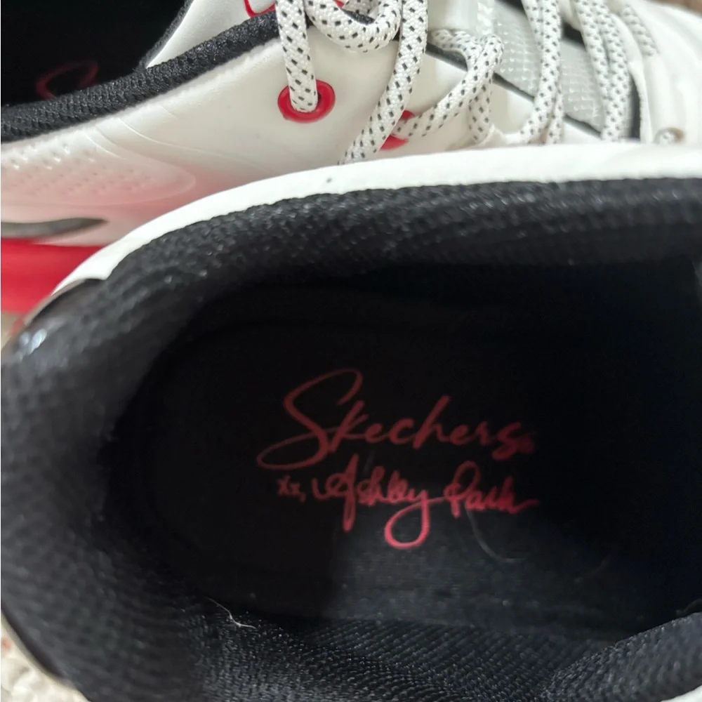 Ashley Park Street Glam Skechers White and Red / Black accents Athletic Shoes - Picture 2 of 7